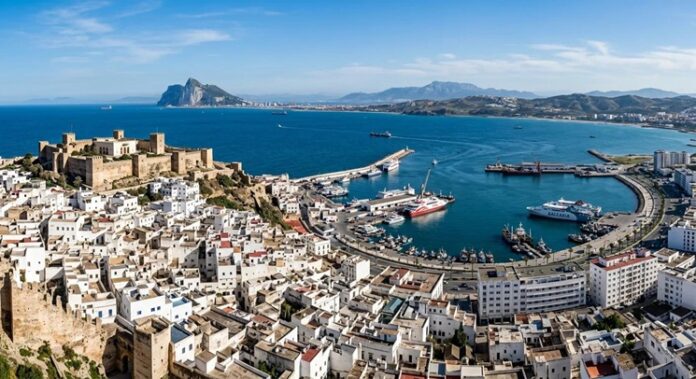 منظر لمدينة طنجة المغربية والبحر المتوسط من جهة القصبة