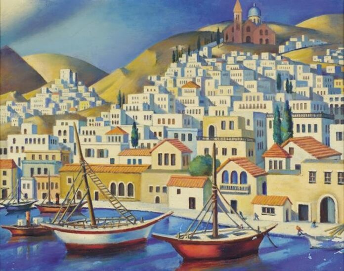 لوحة «قرية» التي رسمها الفنان المصري محمود سعيد عام 1923